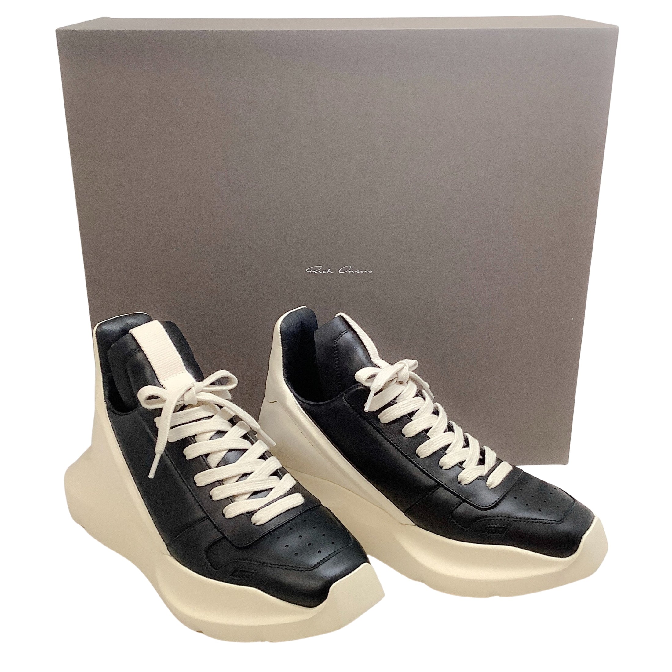 Rick Owens Black / Milk Leather Geth Runner Sneakers
