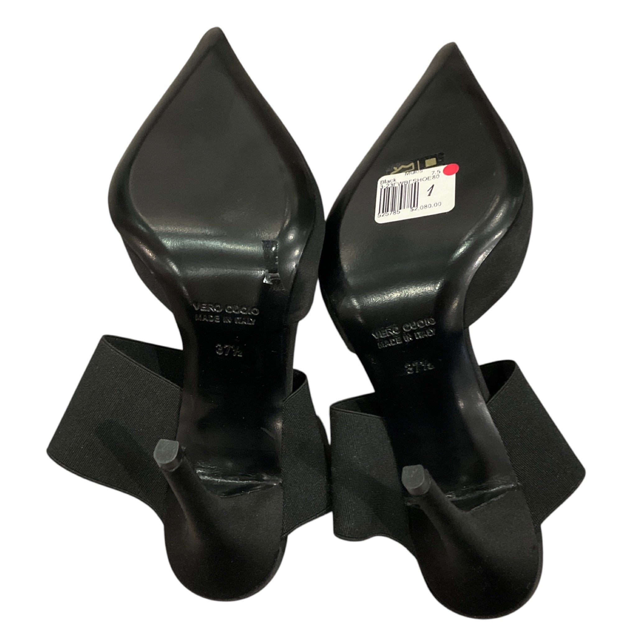 Bruno Frisoni Black Elastic Band Satin Mules