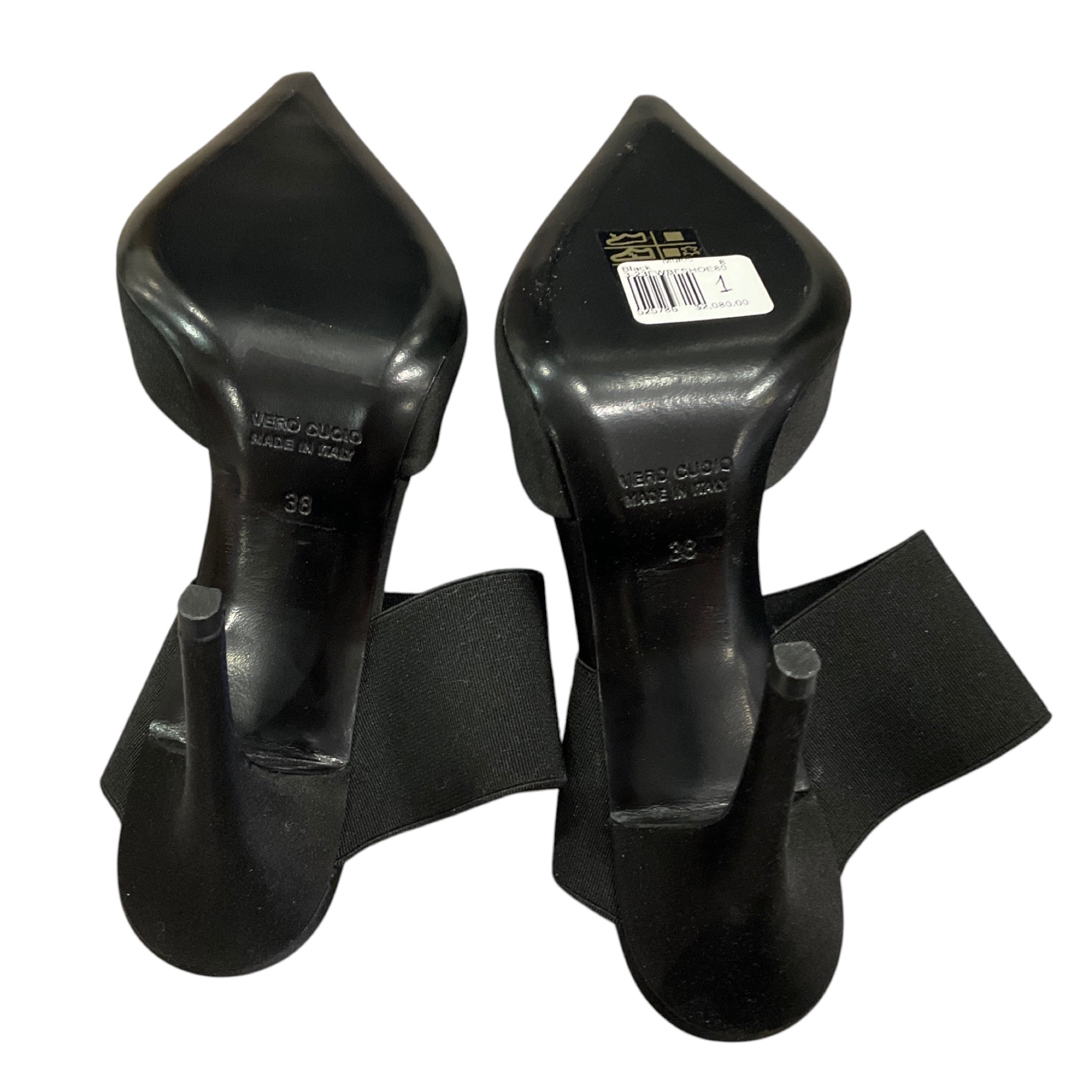Bruno Frisoni Black Elastic Band Satin Mules