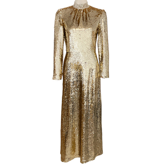 Saloni Gold Sequin Jena Midi Dress
