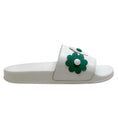 Load image into Gallery viewer, Vivetta White Leather Slide Sandals with Green Flowers
