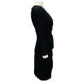 Load image into Gallery viewer, Talbot Runhof Black Glitter Long Sleeved V-Neck Cocktail Dress
