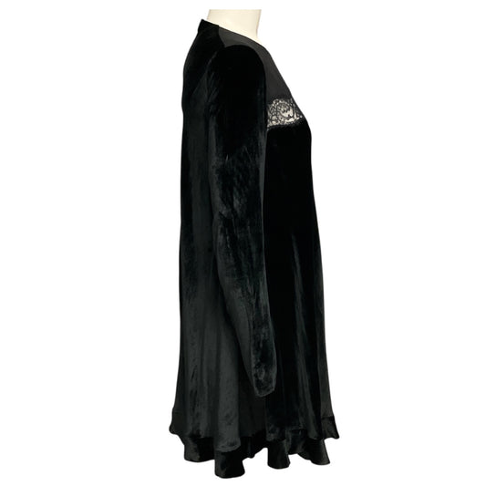 RED Valentino Black Lace Trimmed Velvet Dress
