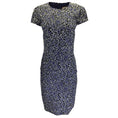 Load image into Gallery viewer, Michael Kors Collection Navy Blue / White / Black Floral Printed Short Sleeved Cady Midi Dress
