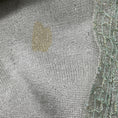 Load image into Gallery viewer, Chanel RARE Vintage 2001 Pale Mint Green / Silver Metallic Gown with Fishnet Trim and Three Camellia Flower Leather Brooches
