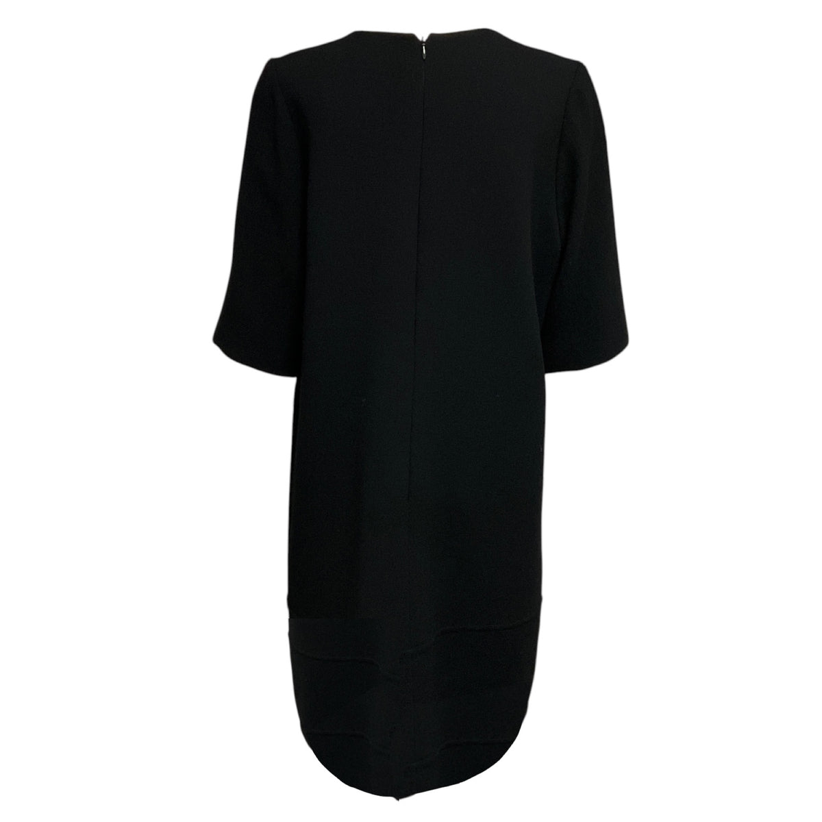 Olivine Gabbro Black Short Sleeved Wool Gauze Shift Dress