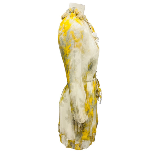 Zimmermann Yellow Botanica Wattle Print Silk Georgette Playsuit / Jumpsuit / Romper