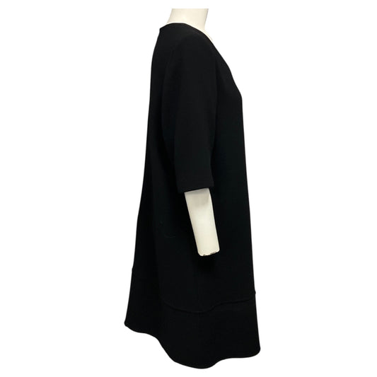 Olivine Gabbro Black Short Sleeved Wool Gauze Shift Dress