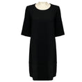 Load image into Gallery viewer, Olivine Gabbro Black Short Sleeved Wool Gauze Shift Dress
