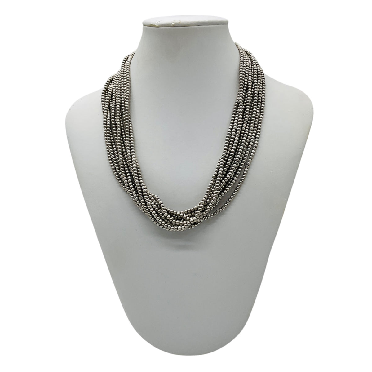 Tiffany & Co. Sterling Silver Beaded Multi Strand Torsade Collar Necklace