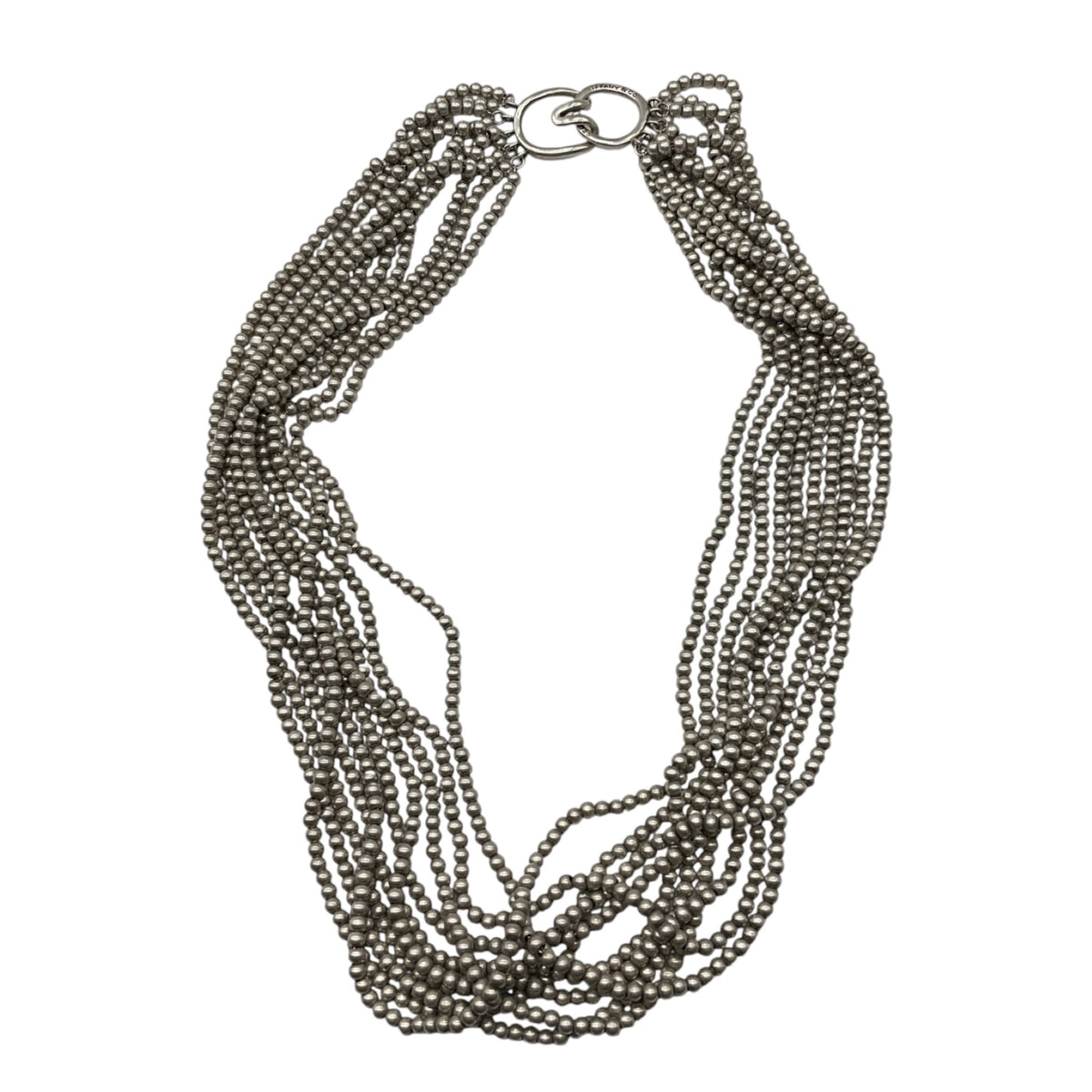 Tiffany & Co. Sterling Silver Beaded Multi Strand Torsade Collar Necklace