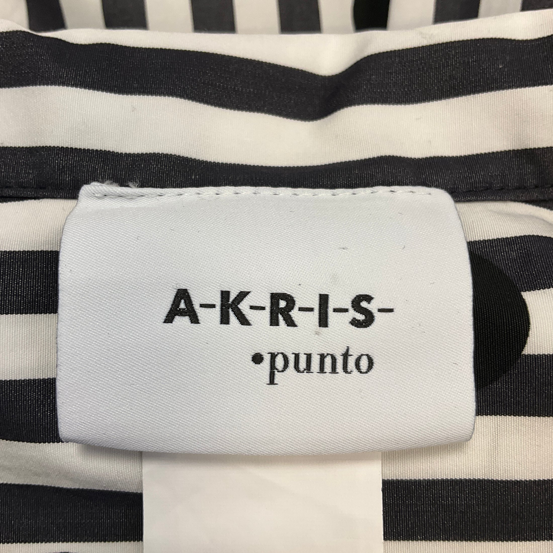 Akris Punto Black / White Stripe and Polka Dot Print Cotton Midi Dress with Belt