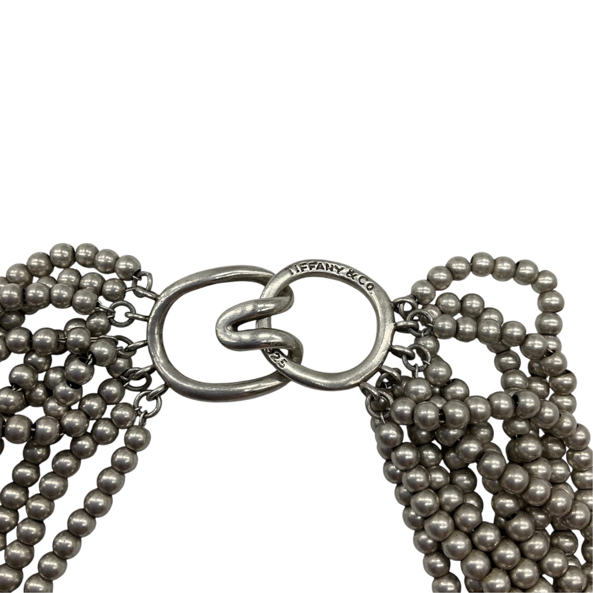 Tiffany & Co. Sterling Silver Beaded Multi Strand Torsade Collar Necklace
