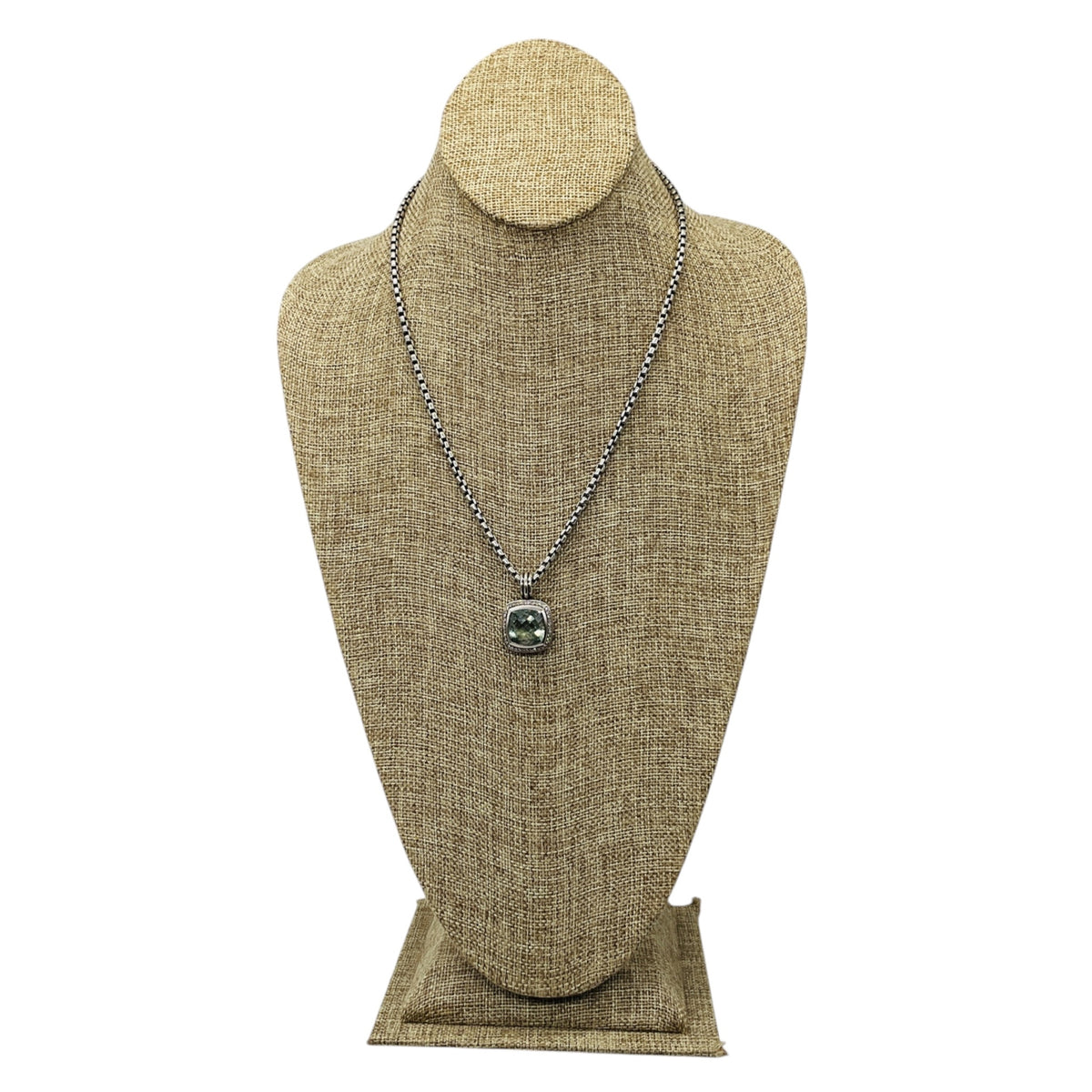 David Yurman Sterling Silver Albion Pendant Necklace with Prasiolite and Diamonds