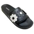 Load image into Gallery viewer, Vivetta Black Leather Slide Sandals with White Flowers

