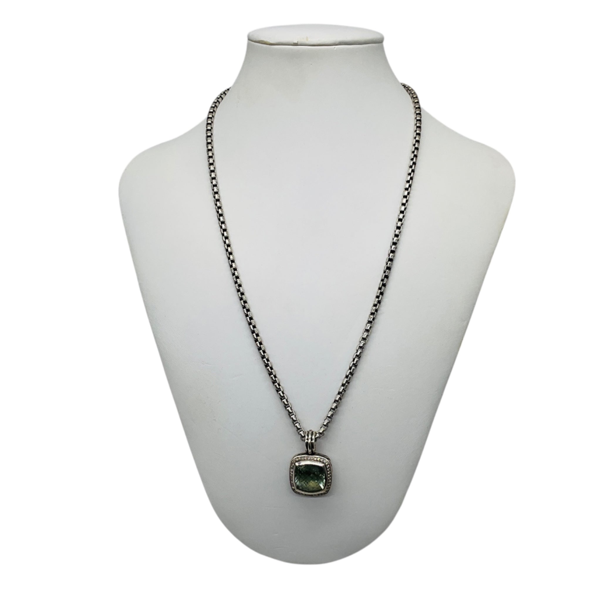 David Yurman Sterling Silver Albion Pendant Necklace with Prasiolite and Diamonds