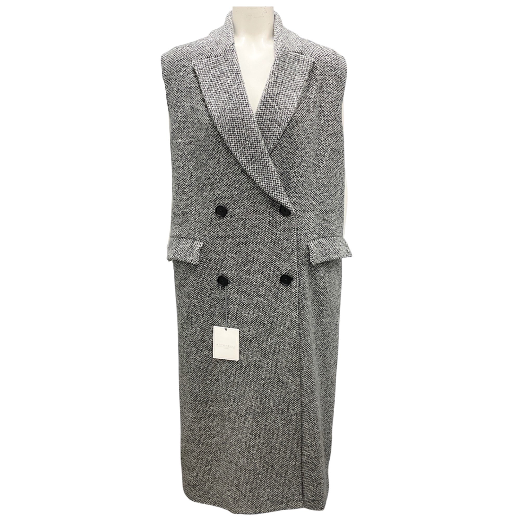 Antonelli Firenze Grey Fabriano Gilet Long Tweed Vest
