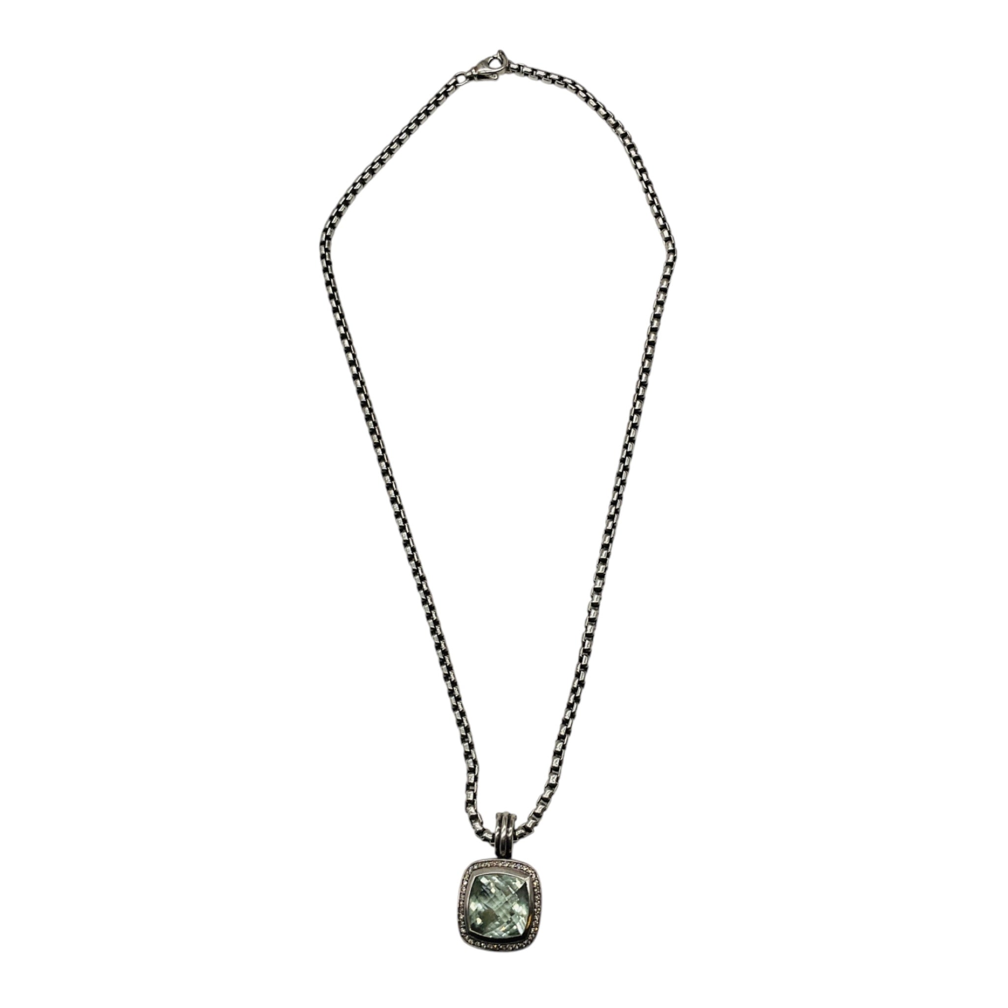 David Yurman Sterling Silver Albion Pendant Necklace with Prasiolite and Diamonds