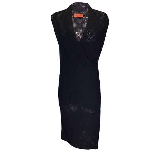 Missoni Black Sleeveless Silk Lined Knit Midi Dress