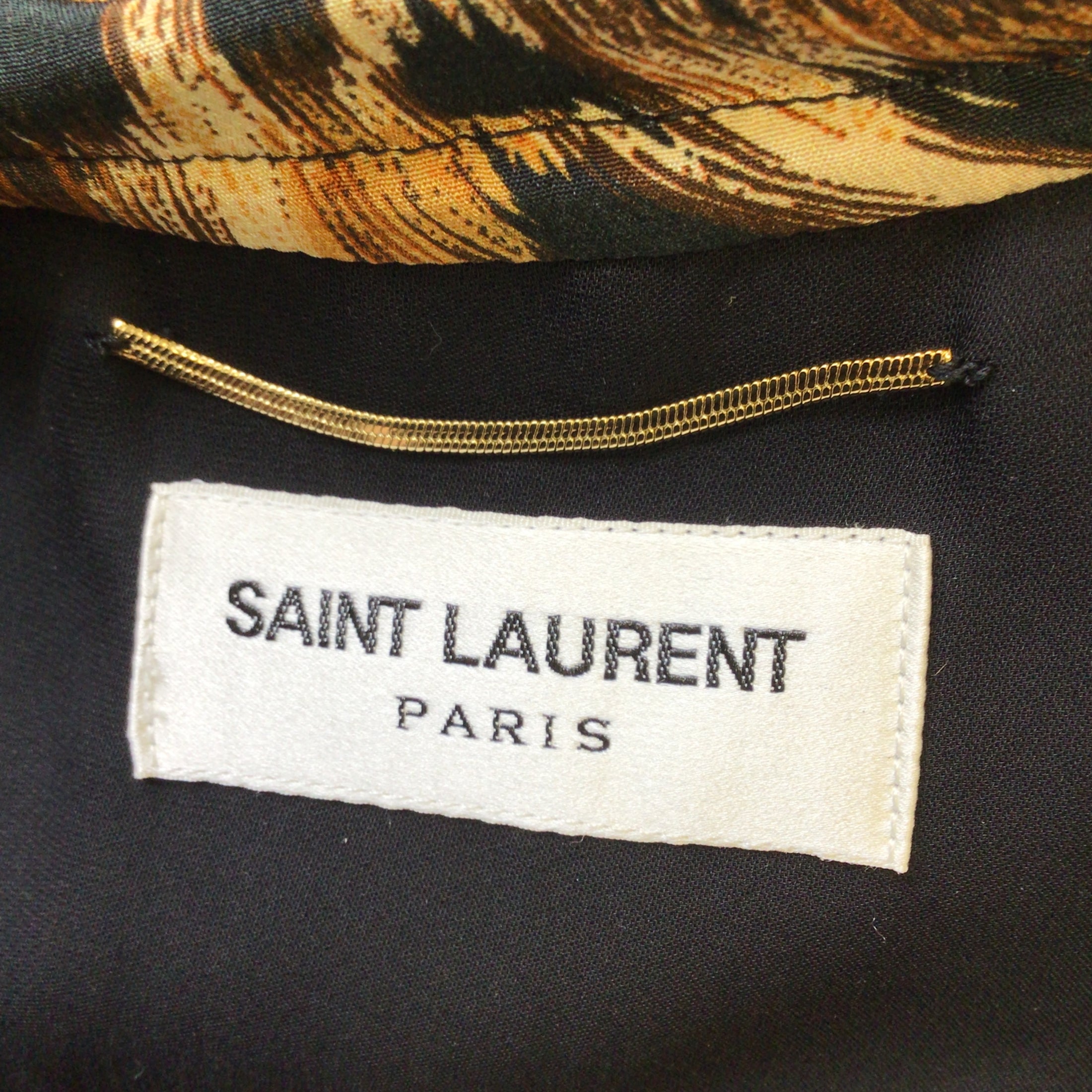 Saint Laurent Tan / Brown / Black Animal Printed Long Sleeved Silk Dress
