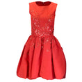 Load image into Gallery viewer, Carolina Herrera Red Floral Embellished Sleeveless A-Line Dress
