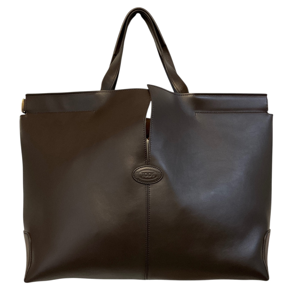 Tod's Brown Genuine Leather Di Bag Folio Tote Handbag
