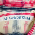 Load image into Gallery viewer, Alix of Bohemia Ivory / Pink / Navy Blue Cropped Double Breasted Plaid Cotton Jacket

