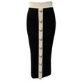 Load image into Gallery viewer, Balmain Black / White Button Front Knit Midi Skirt
