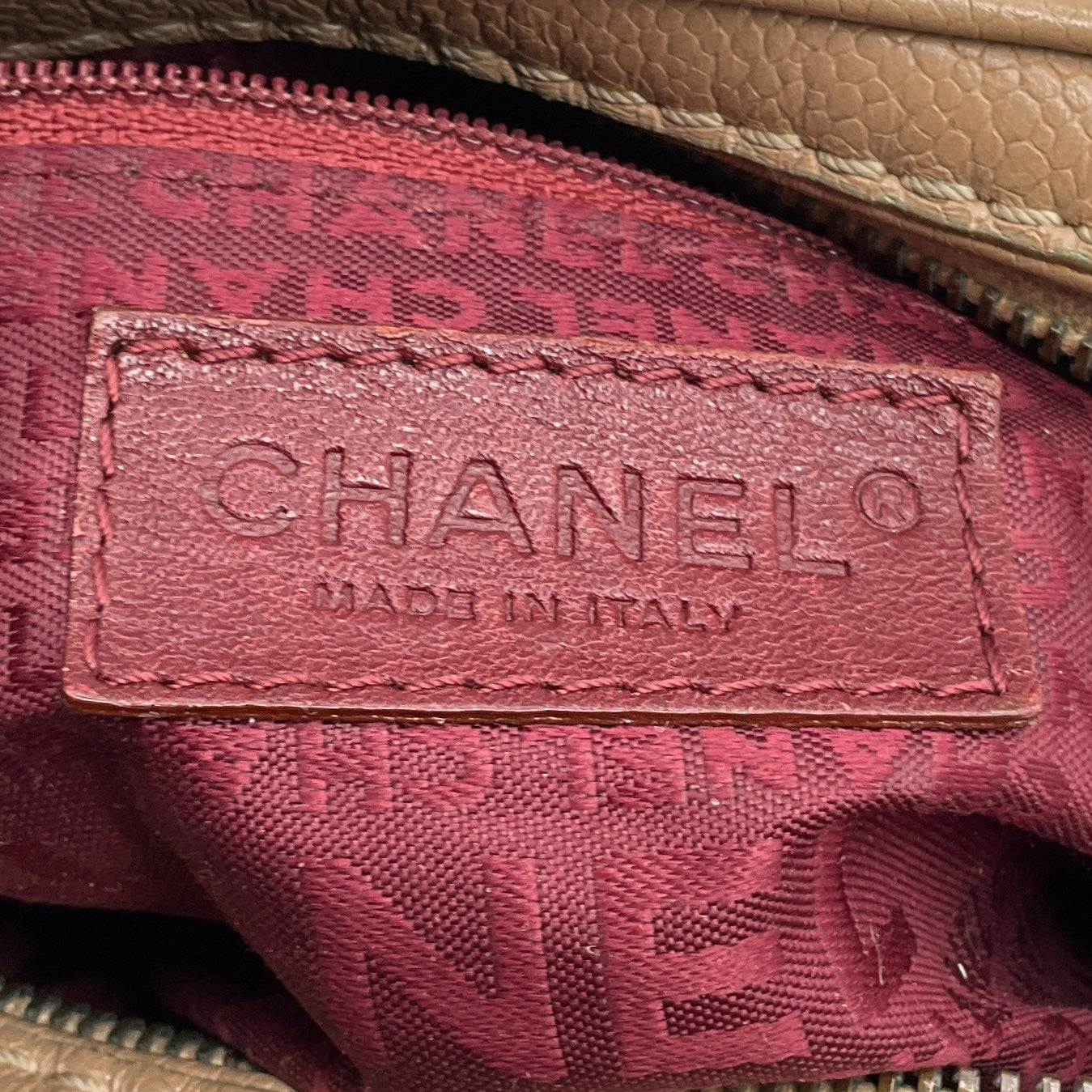 Chanel RARE Tan Button Dome Caviar Leather Small Satchel Handbag