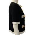 Load image into Gallery viewer, Balmain Black / White Button Front Knit Short Sleeved Jacket
