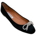 Load image into Gallery viewer, Aquazzura Black Satin Parisina Crystal Ballet Flats

