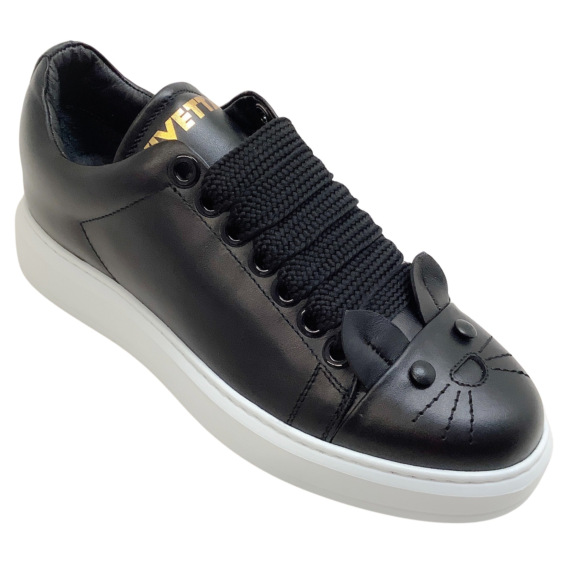 Vivetta Black Leather Cat Sneakers
