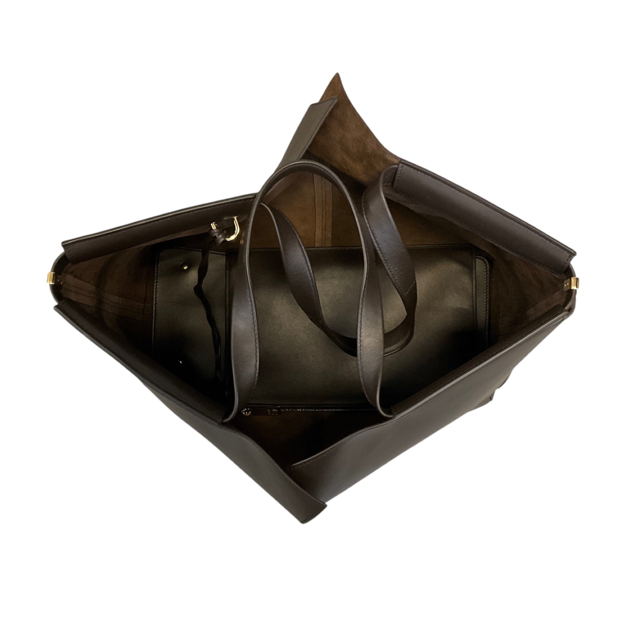 Tod's Brown Genuine Leather Di Bag Folio Tote Handbag