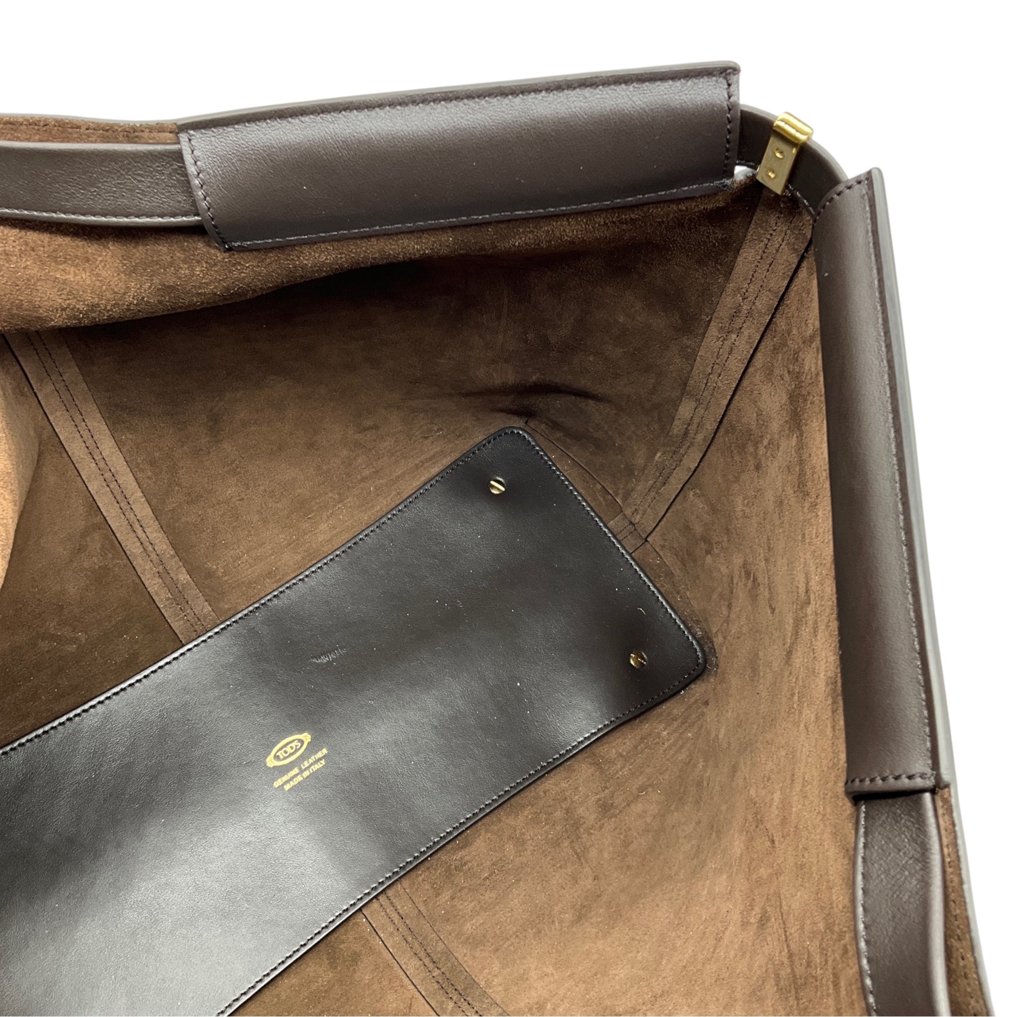 Tod's Brown Genuine Leather Di Bag Folio Tote Handbag