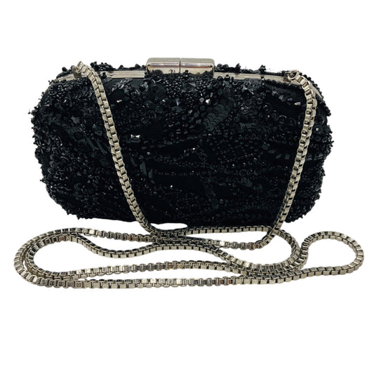 Zuhair Murad Black Sequin and Bead Embellished Evening Clutch with Box Chain Strap