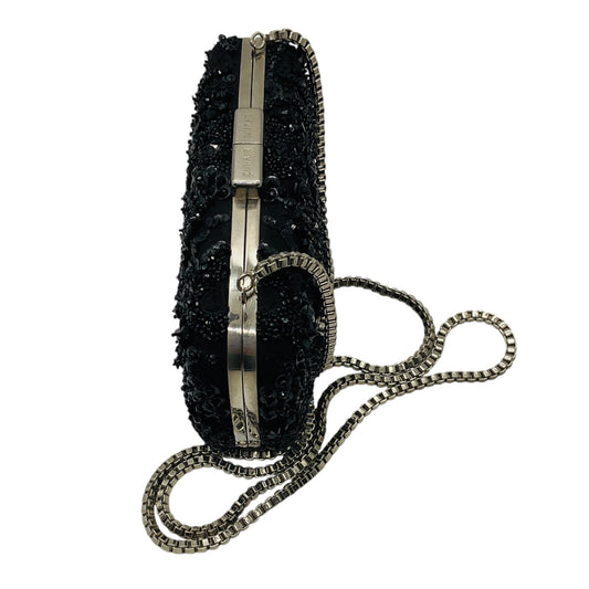 Zuhair Murad Black Sequin and Bead Embellished Evening Clutch with Box Chain Strap