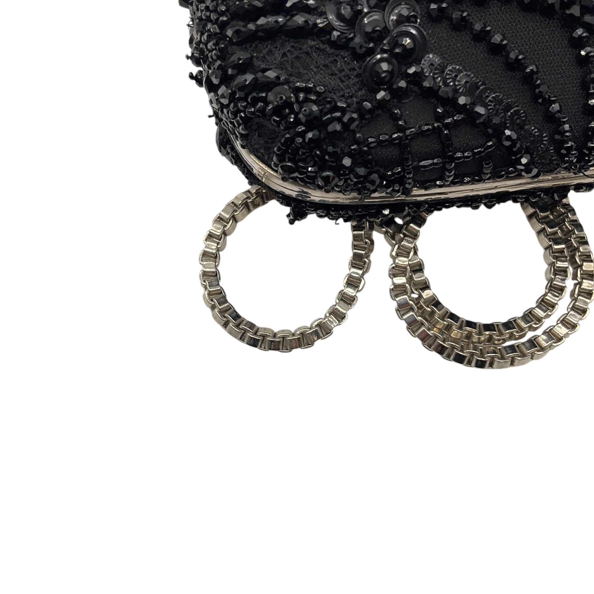 Zuhair Murad Black Sequin and Bead Embellished Evening Clutch with Box Chain Strap