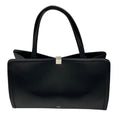 Load image into Gallery viewer, Max Mara Black Leather Double Top Handle Tote Handbag with Silver Hardware
