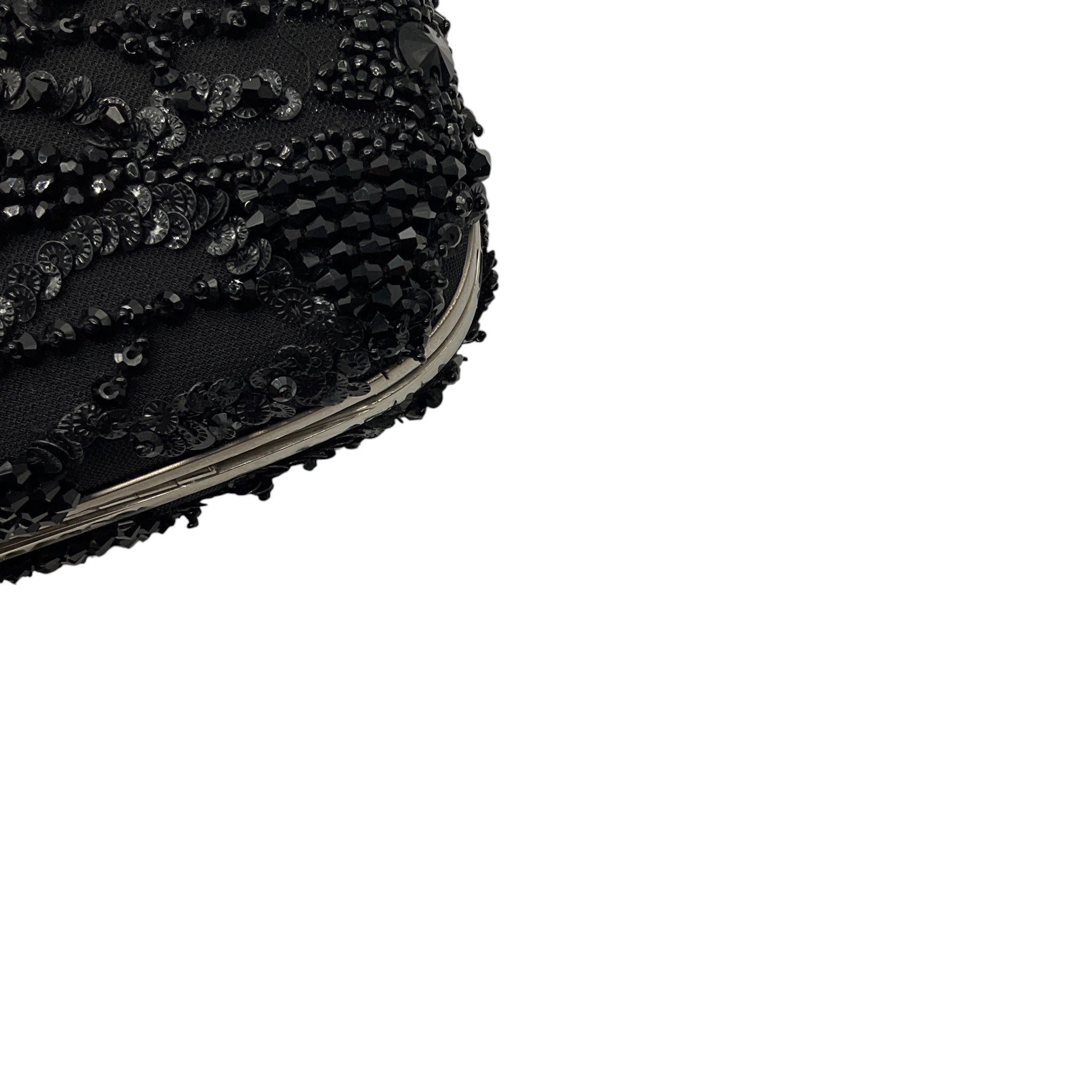 Zuhair Murad Black Sequin and Bead Embellished Evening Clutch with Box Chain Strap