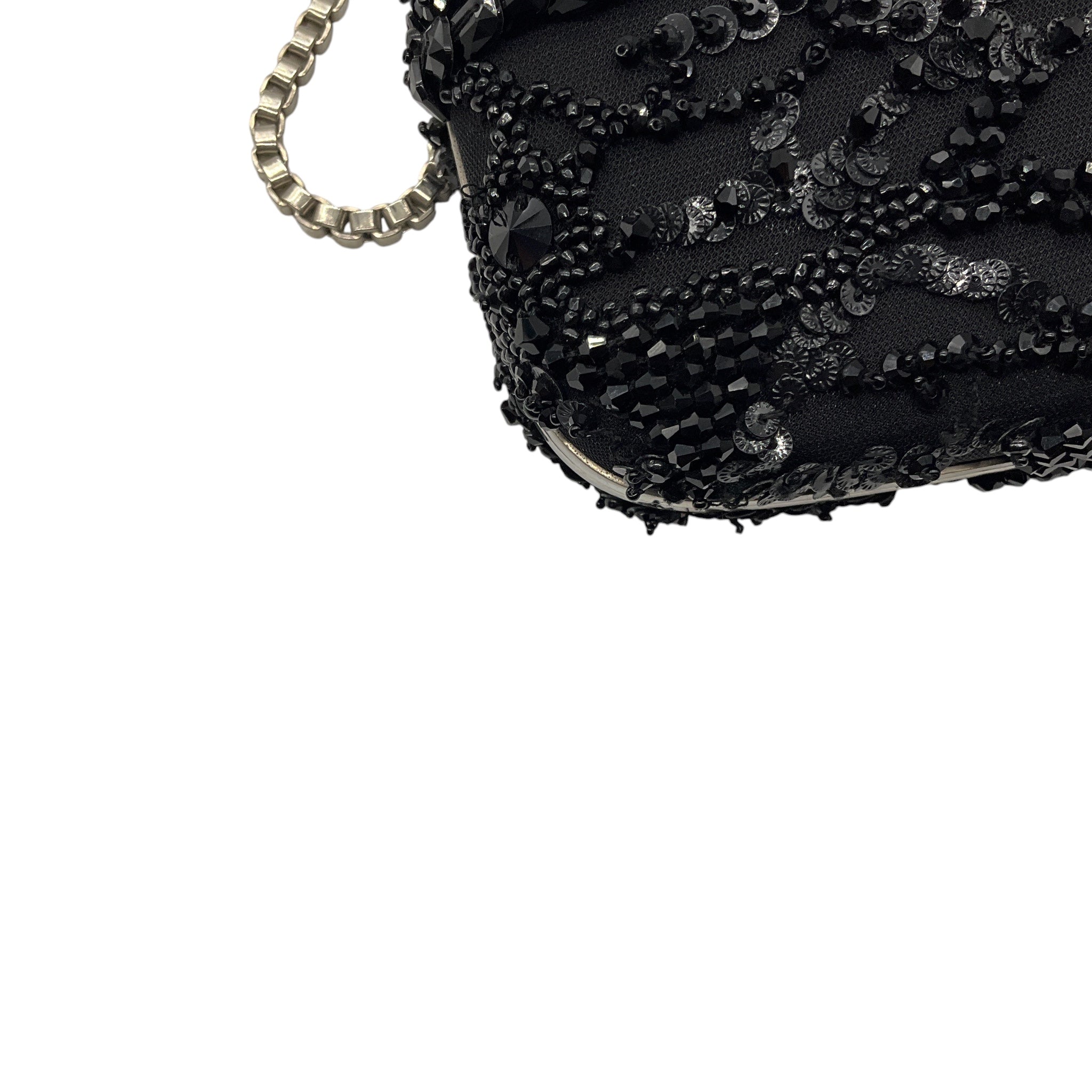 Zuhair Murad Black Sequin and Bead Embellished Evening Clutch with Box Chain Strap
