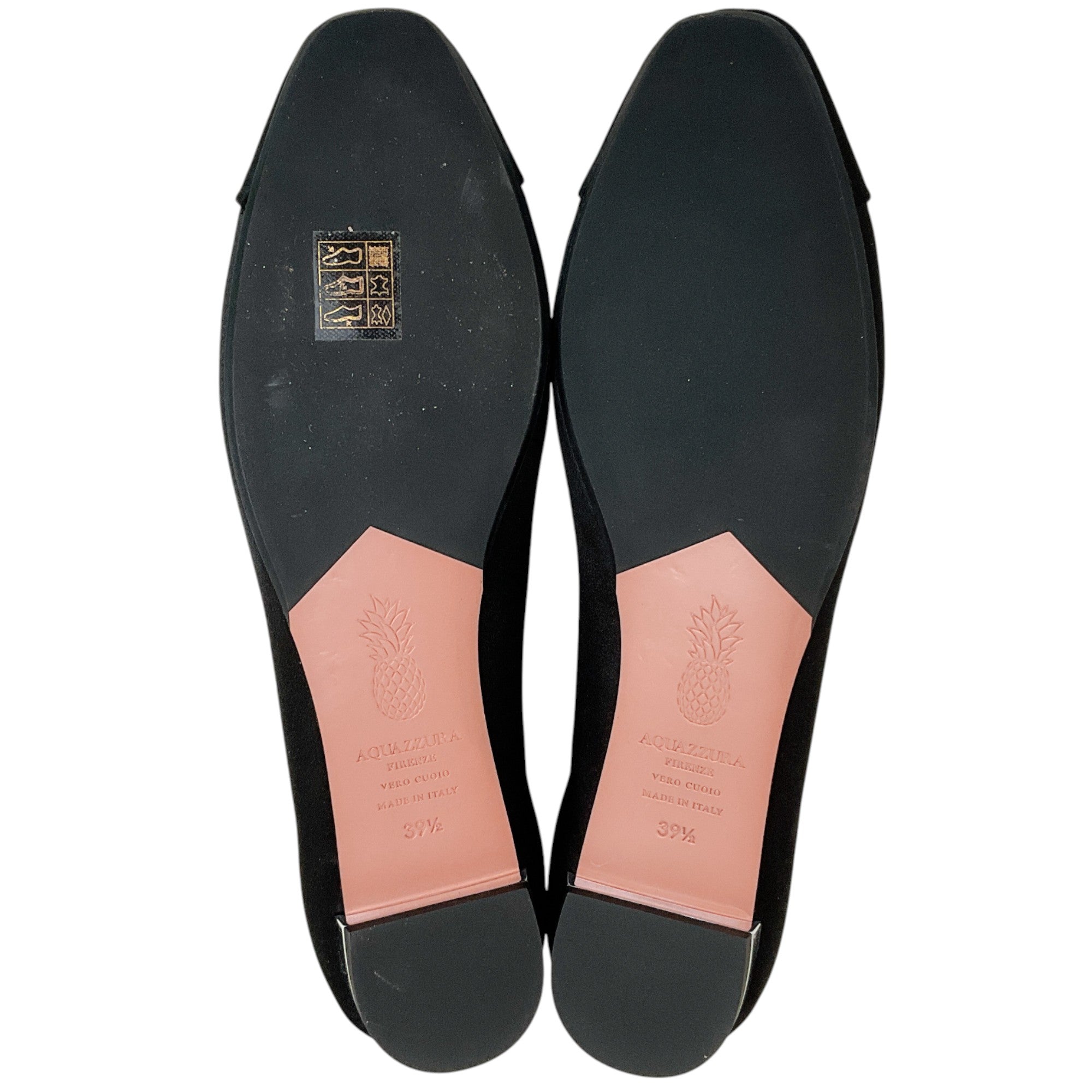 Aquazzura Black Satin Parisina Crystal Ballet Flats