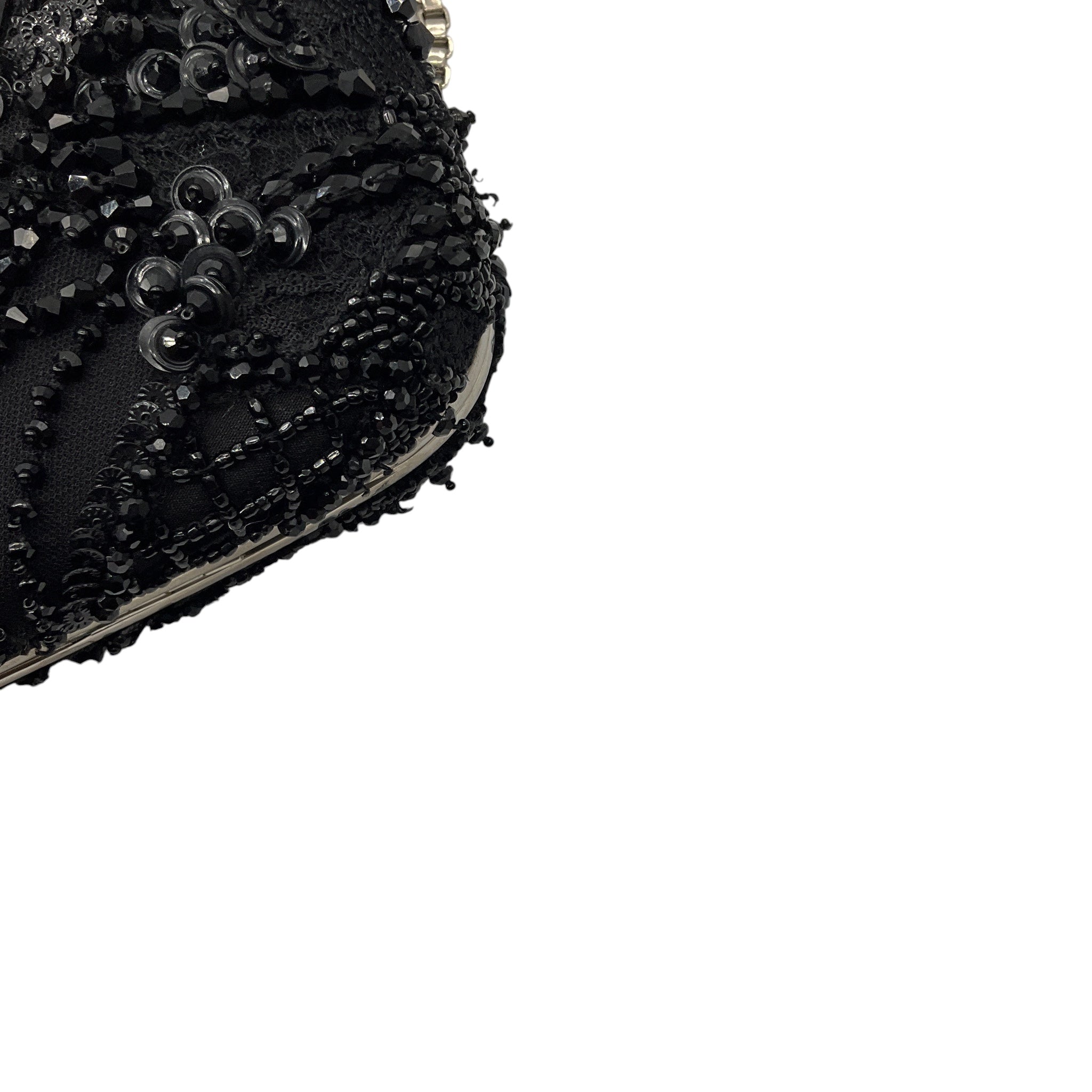 Zuhair Murad Black Sequin and Bead Embellished Evening Clutch with Box Chain Strap