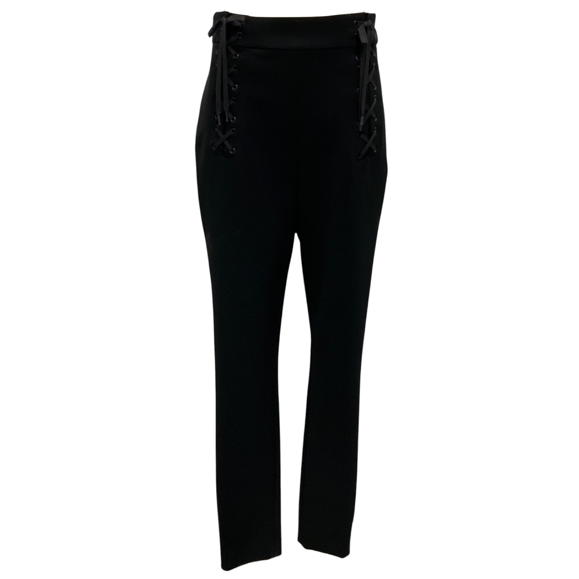 Moschino Couture Black Lace Up Detail Crepe Pants