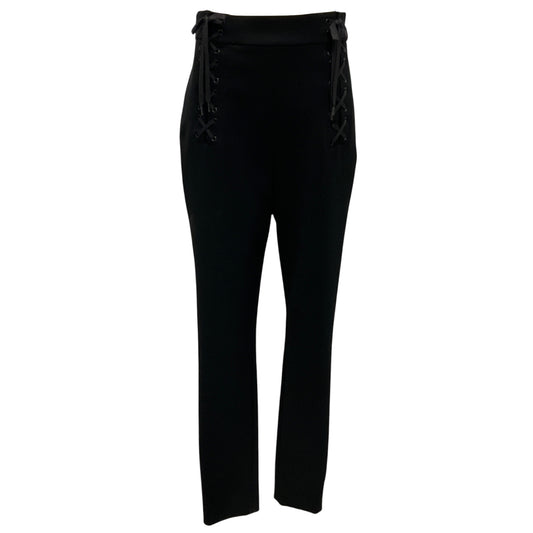 Moschino Couture Black Lace Up Detail Crepe Pants