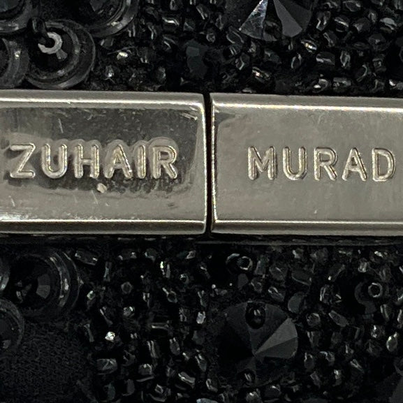 Zuhair Murad Black Sequin and Bead Embellished Evening Clutch with Box Chain Strap