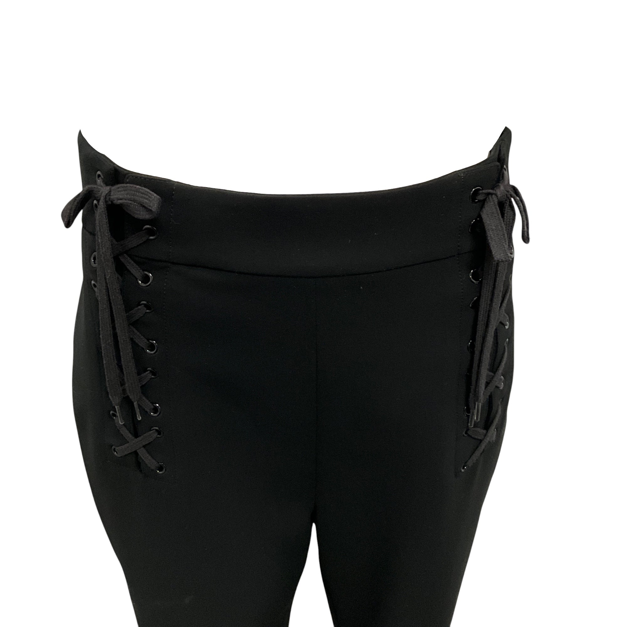 Moschino Couture Black Lace Up Detail Crepe Pants