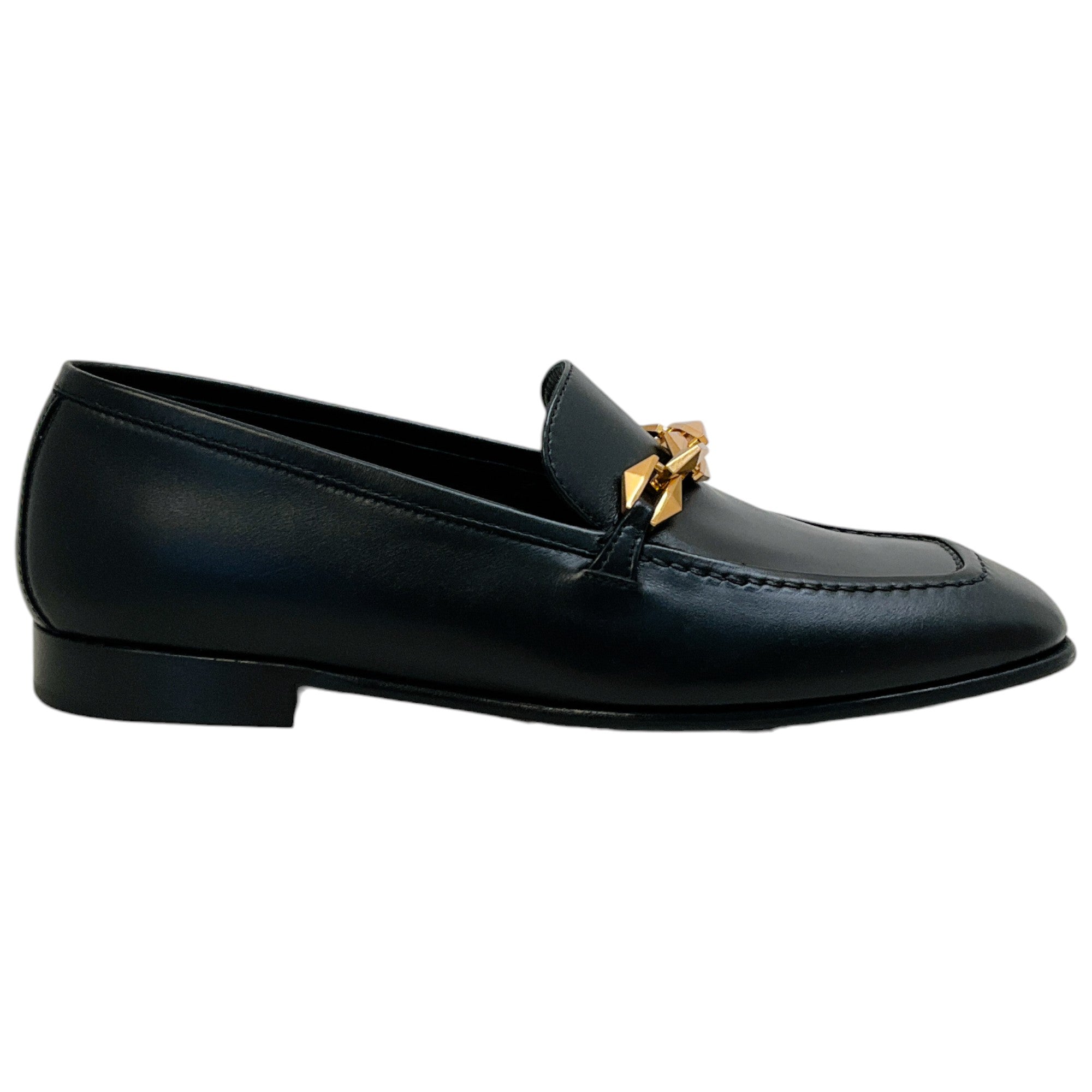 Jimmy Choo Black Leather Diamond Tilda Loafers