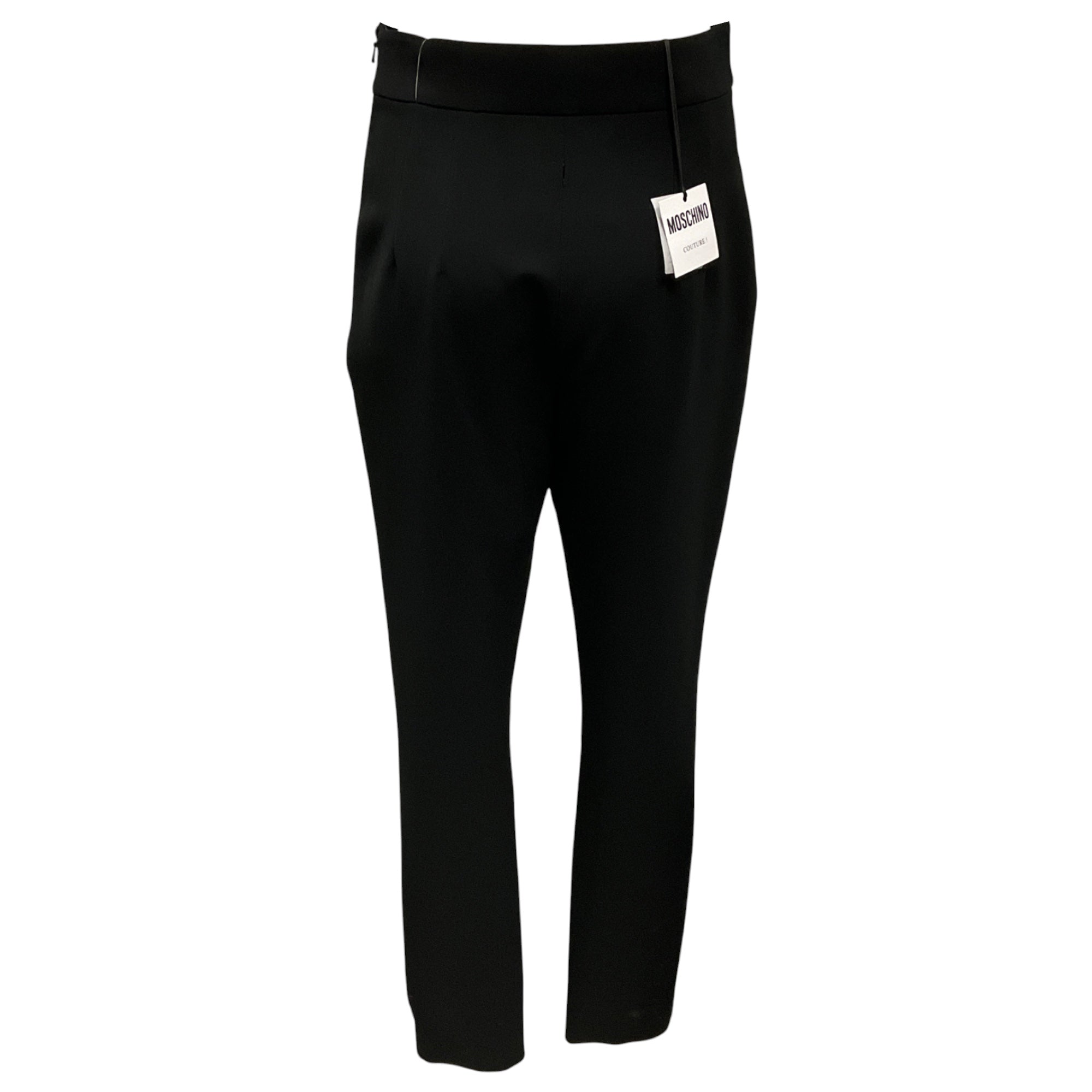 Moschino Couture Black Lace Up Detail Crepe Pants