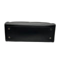 Load image into Gallery viewer, Max Mara Black Leather Double Top Handle Tote Handbag with Silver Hardware
