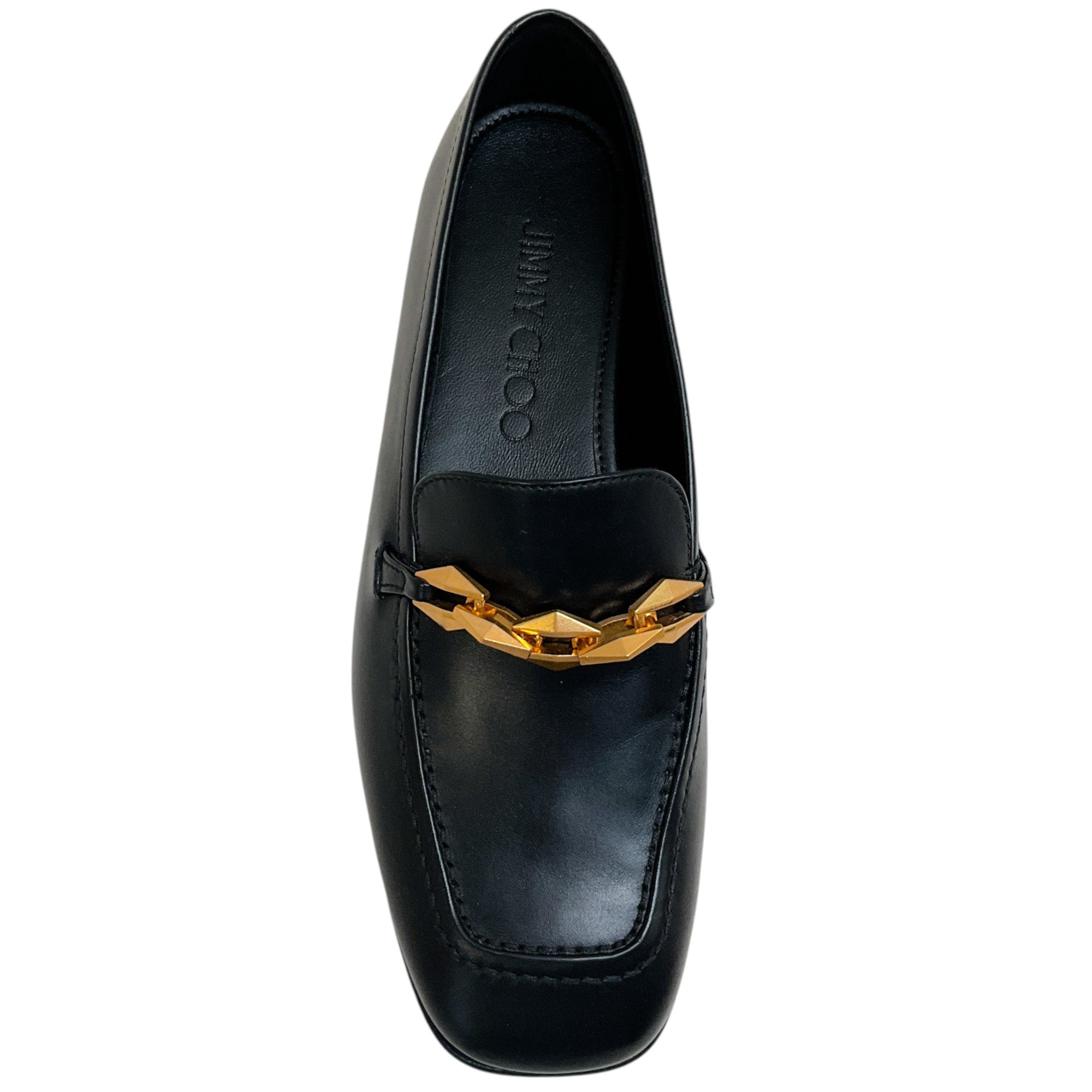 Jimmy Choo Black Leather Diamond Tilda Loafers